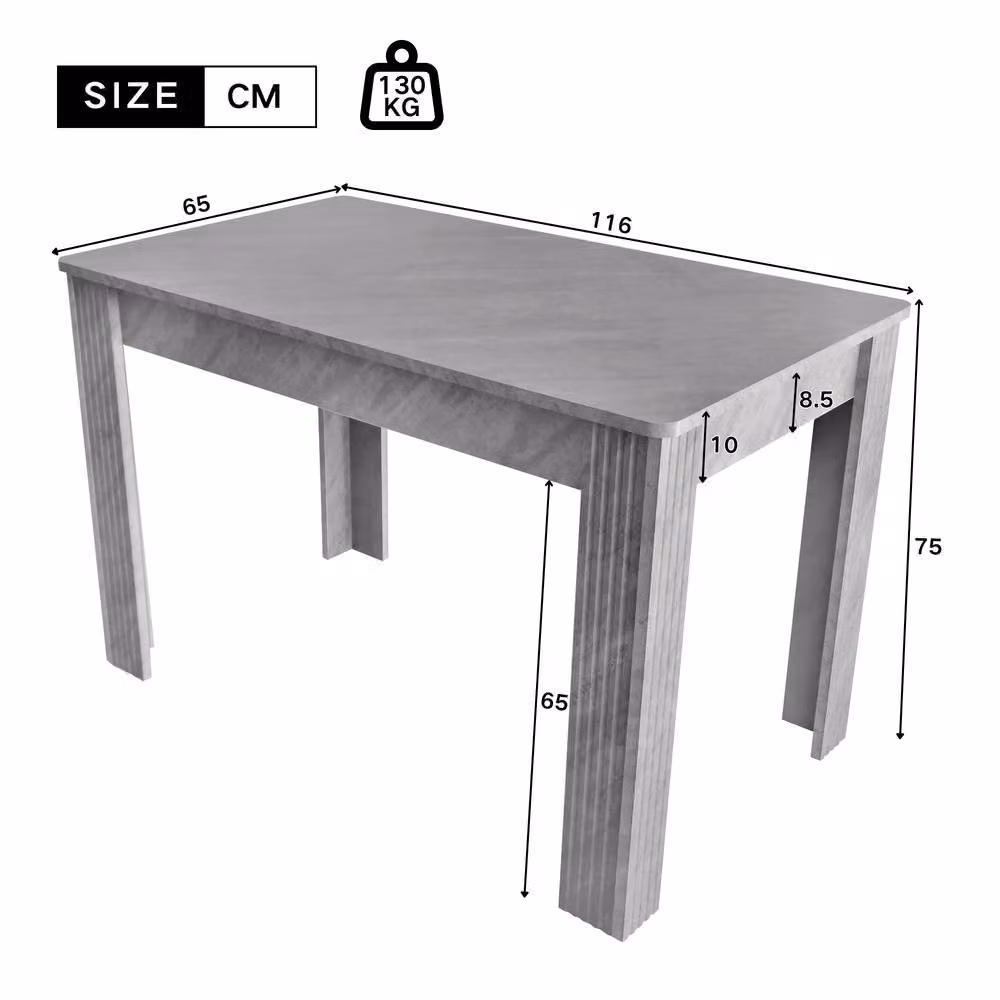 Matteo Grey Modern Rectangular 4 Seater Dining Table in MDF Wood – 3