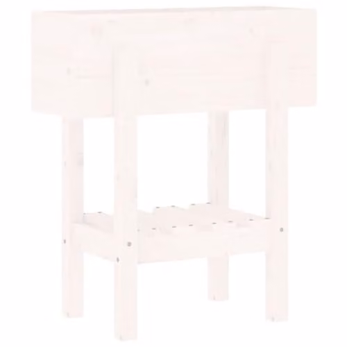 vidaXL White Garden Planter made of Solid Untreated Pine Wood, W/D/H: 62 x 30 x 69 cm