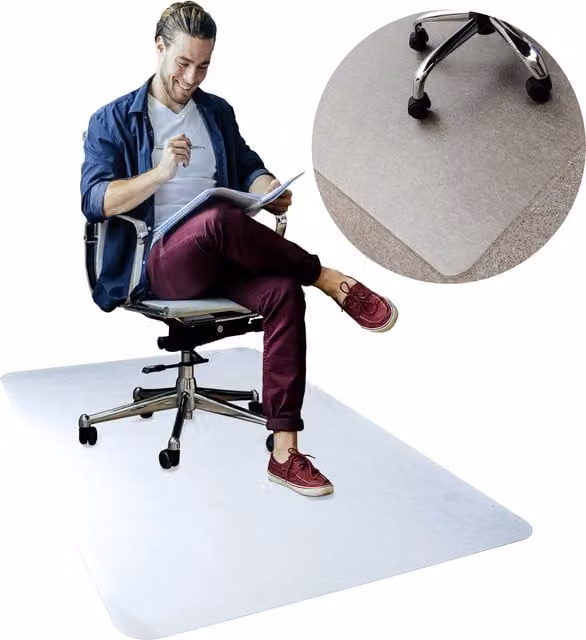 Hometex Solutions Premium Polycarbonate Heavy Duty Chair Mat for Deep Pile Carpets, Clear, W: 119 cm, D: 89 cm, H: 0.27 cm