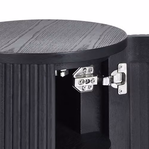 Julian Bowen Louis Black Ash Fluted Round Side Table with Door, W/D/H: 33 x 33 x 45.5 cm – 4