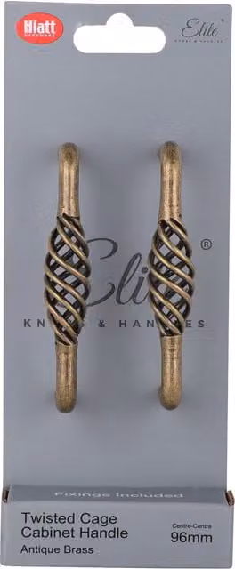Elite Knobs & Handles Pack of 2 Twisted Cage Bar Cabinet Handles in Antique Brass