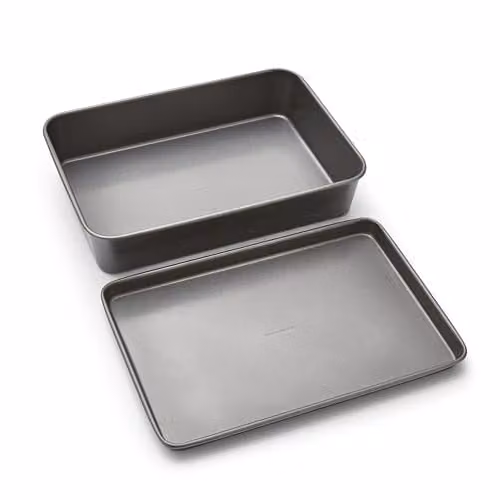 Morphy Richards Non-Stick Rectangular Oven Tray and Roasting Tin Set, Grey