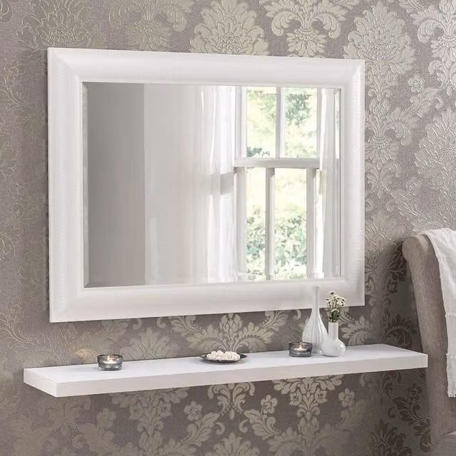 Yearn Modern Rectangular White Framed Wall Mirror