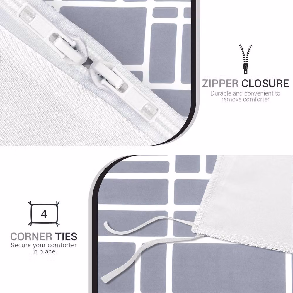 Pamposh Super King Double Brushed Microfibre Duvet Cover Set in Mid Grey with Zipper Closure – 3