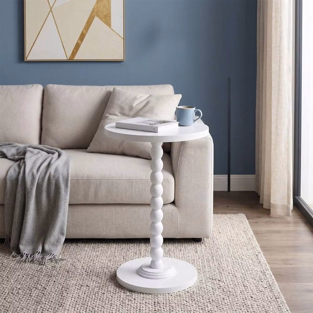 EONLION White Round Vintage Side Table – 3
