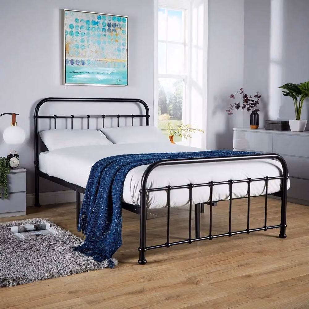 FORGEVIO Small Double Metal Bar Bed Frame, Black, W/D/H: 120 x 200 cm – 2