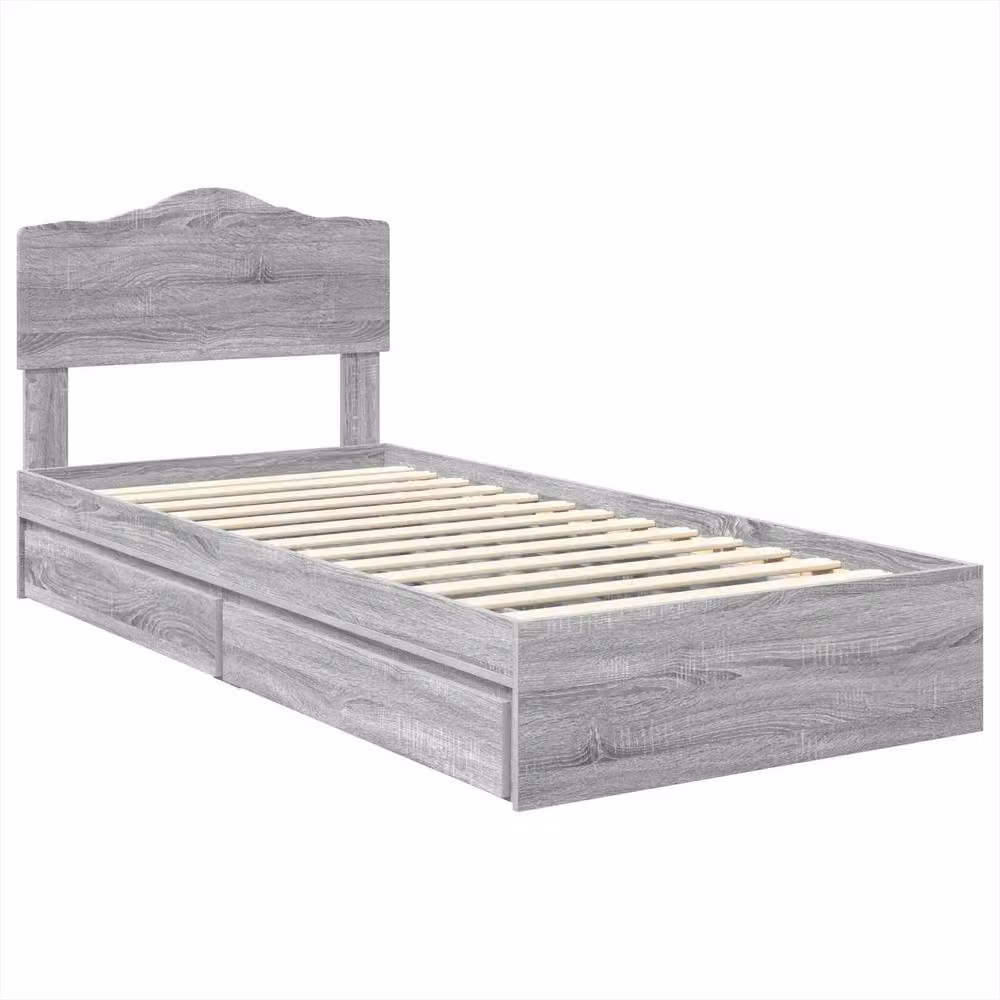 Berkfield Home Grey Sonoma Storage Bed with Drawer in Engineered Wood W/D/H: 90 x 200 cm – 2