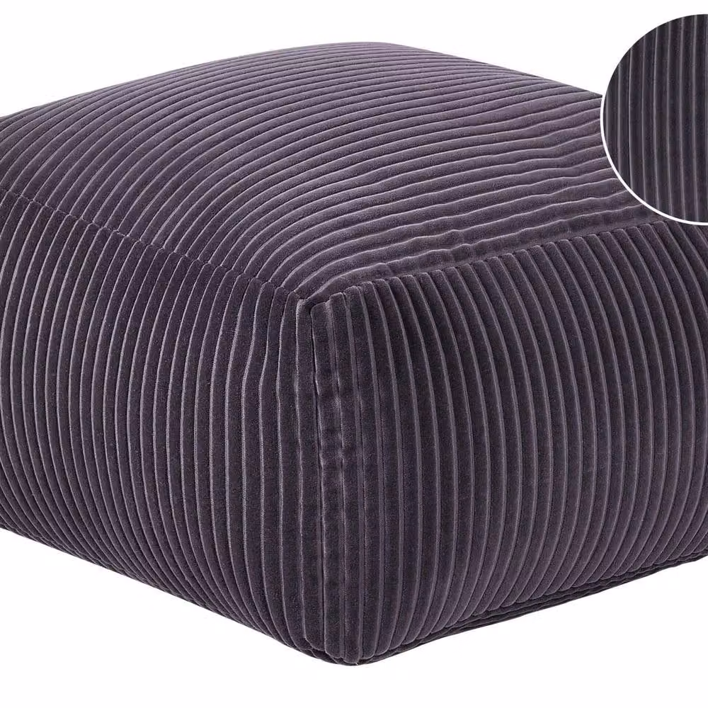 Wyld and Coco Pouffe Dark Grey Corduroy Footstool with Removable Cover – 2