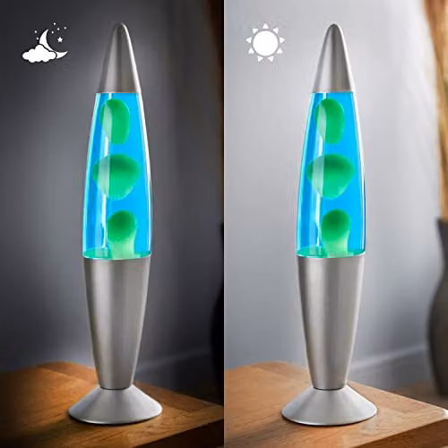 Global Gizmos 48869 Retro Blue and Green Lava Lamp with Silver Base – 2