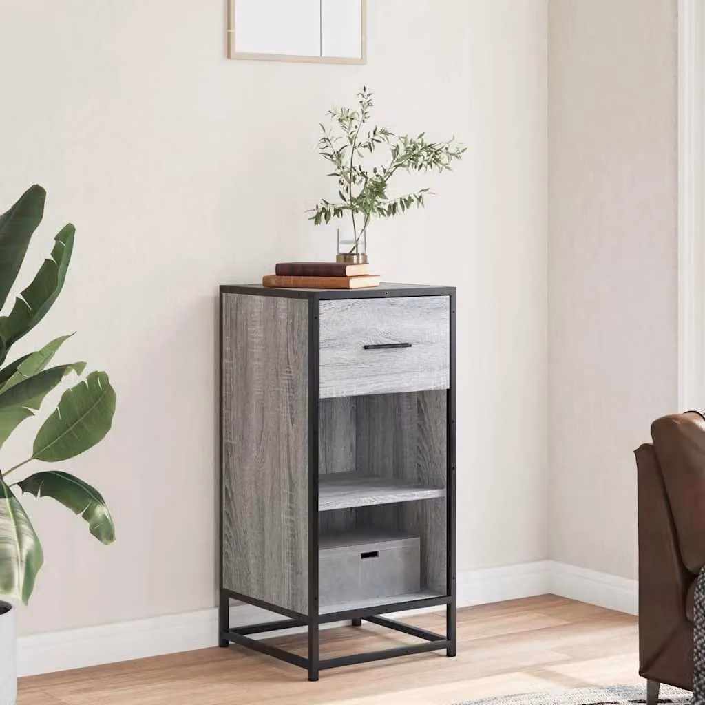 Berkfield Home Grey Sonoma Sideboard in Engineered Wood and Metal, W/D/H: 35.5 x 35 x 76 cm – 3