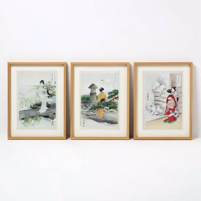 Homescapes Set of 3 Japanese Geisha Oriental Abstract Wall Art, Multi-Colour