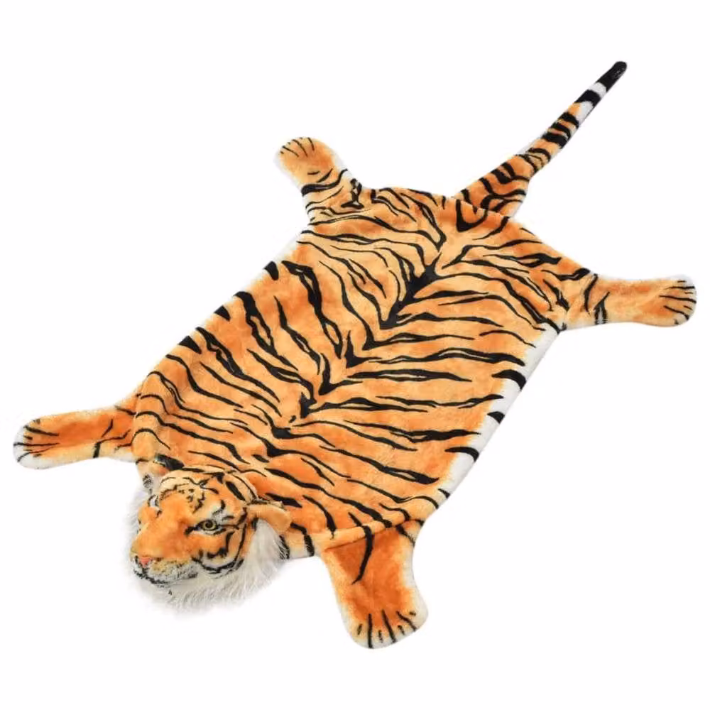 Berkfield Home Tiger Carpet Plush in Brown and Orange, Diameter: 144 cm – 2