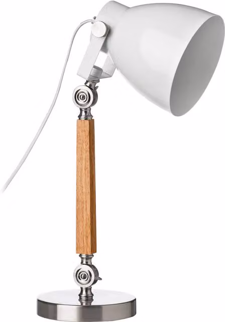 Orsina Table Lamp by Interiors by Premier in White and Wood with Adjustable Head