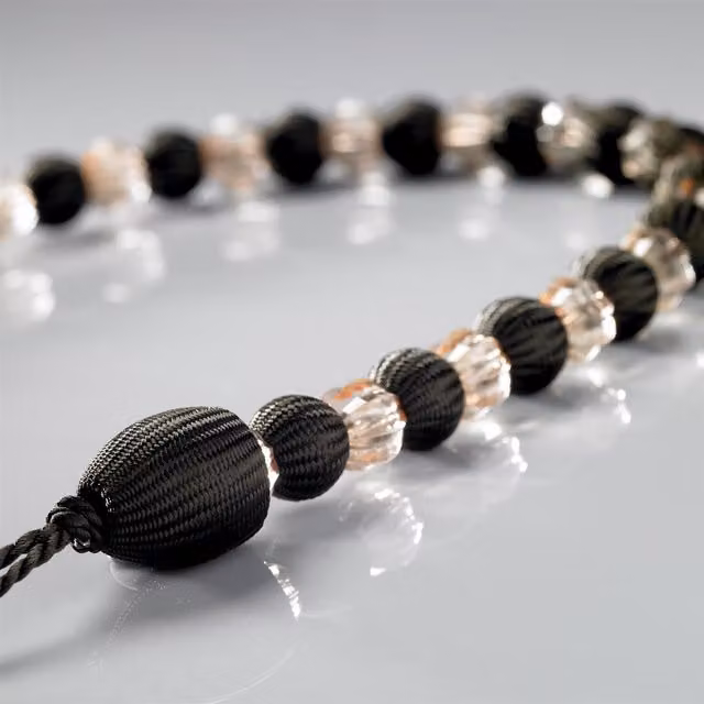 Luxury Living Handcrafted Beaded Curtain Tieback Pair in Anthracite and Black