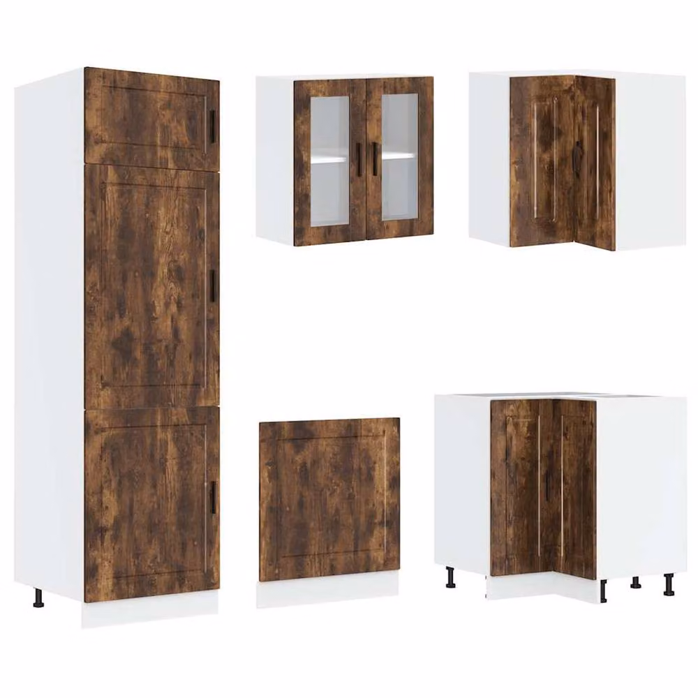 Berkfield Home Porto 14 Piece Kitchen Cabinet Set in Brown Smoked Oak Engineered Wood – 3