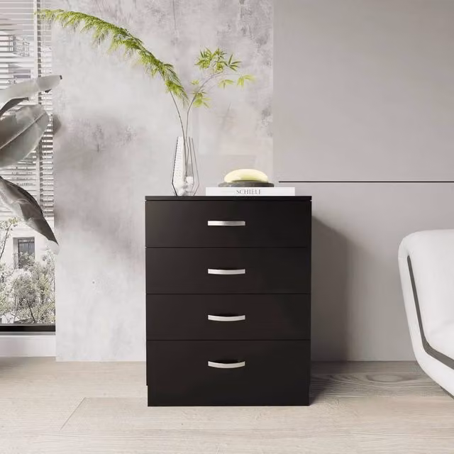 FLAVORA Modern Black Matt Chest of Drawers