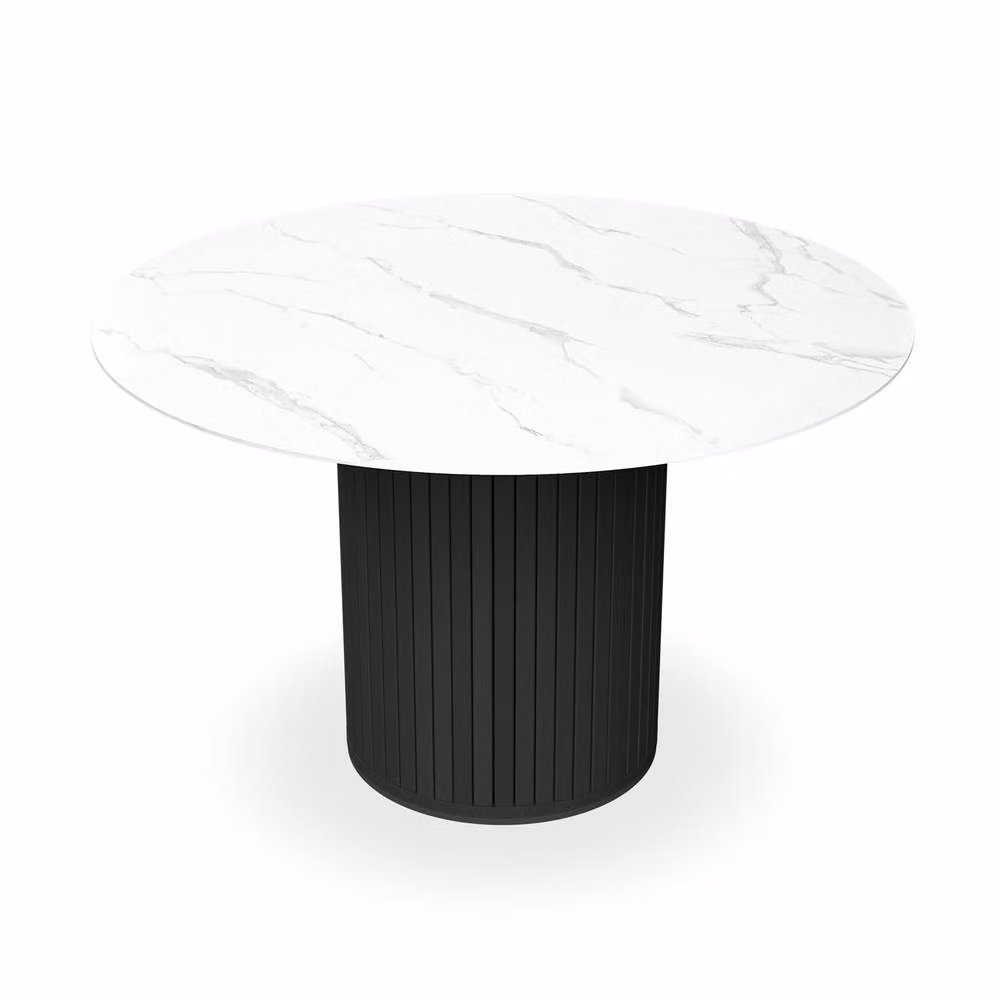 More4Homes Arlo Round Dining Table in White with Black Legs, Diameter: 120 cm, Height: 75 cm – 2
