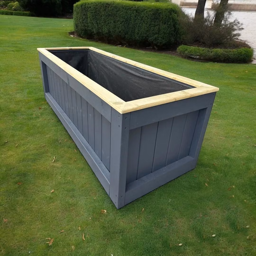 Buttercup Farm Kent Wooden Raised Bed Planter in Blue, Black, Gold or Grey, W: 40 cm, D: 210 cm, H: 60 cm – 4
