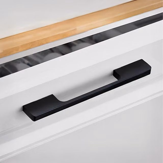 Livingandhome Set of 2 Matt Black Metal Bar Furniture Handles with 192mm Screw Hole Spacing