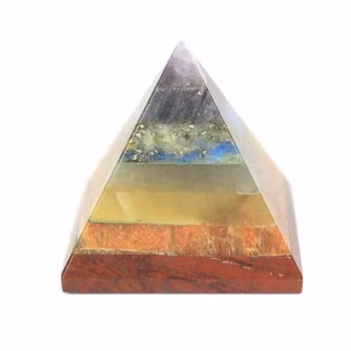 KDMD Multicolour Chakra Stone Pyramid for Tabletop