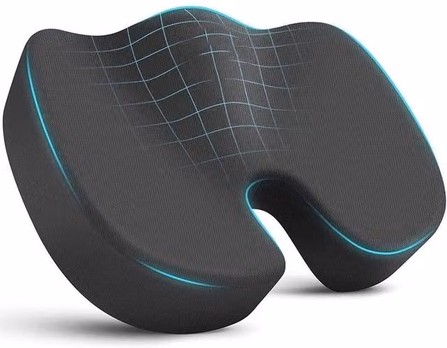 Kelvenix Memory Foam U-Shaped Coccyx Seat and Back Cushion in Black, W/D/H: 190 x 100 x 1 cm
