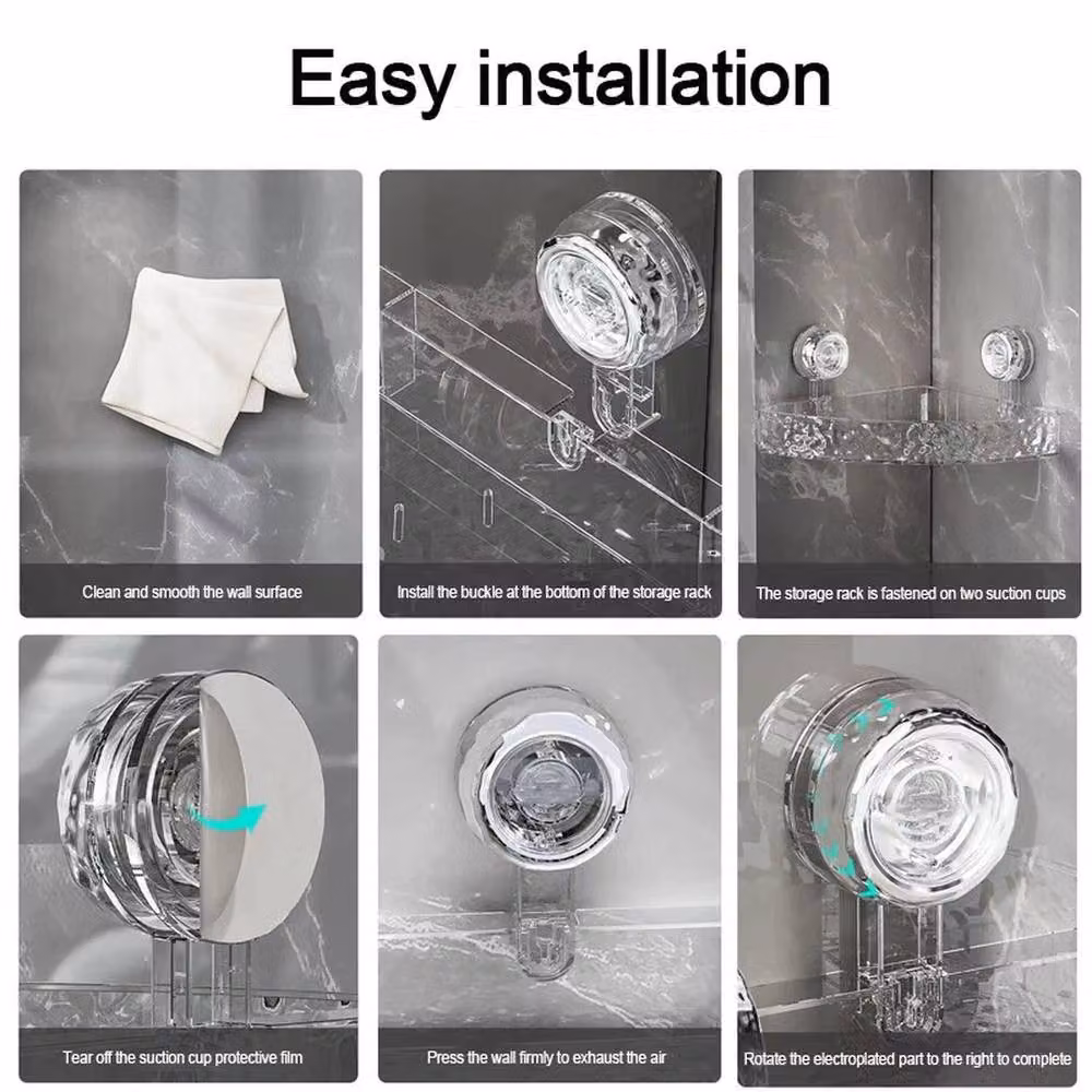 SPETLEK Transparent Suction Mounted Plastic Storage Shelf Holder – 3
