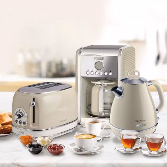 Ariete Jug Kettle, 2 Slice Toaster and Filter Coffee Machine Set in Beige