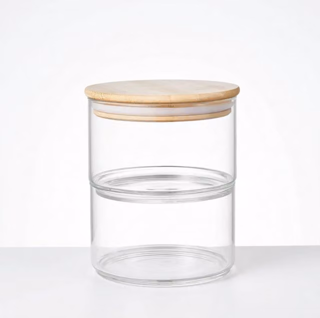 Eden & Willow Stackable Glass Storage Jars with Airtight Bamboo Lid - Transparent / 0.5 l