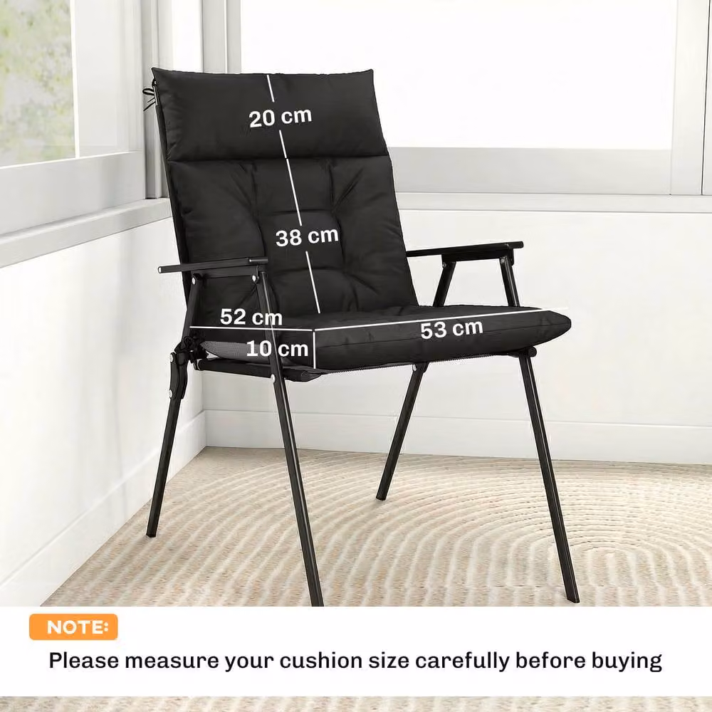 OUTSUNNY Set of 4 Waterproof and UV-Resistant Rectangular Garden Chair Cushions in Black – 3