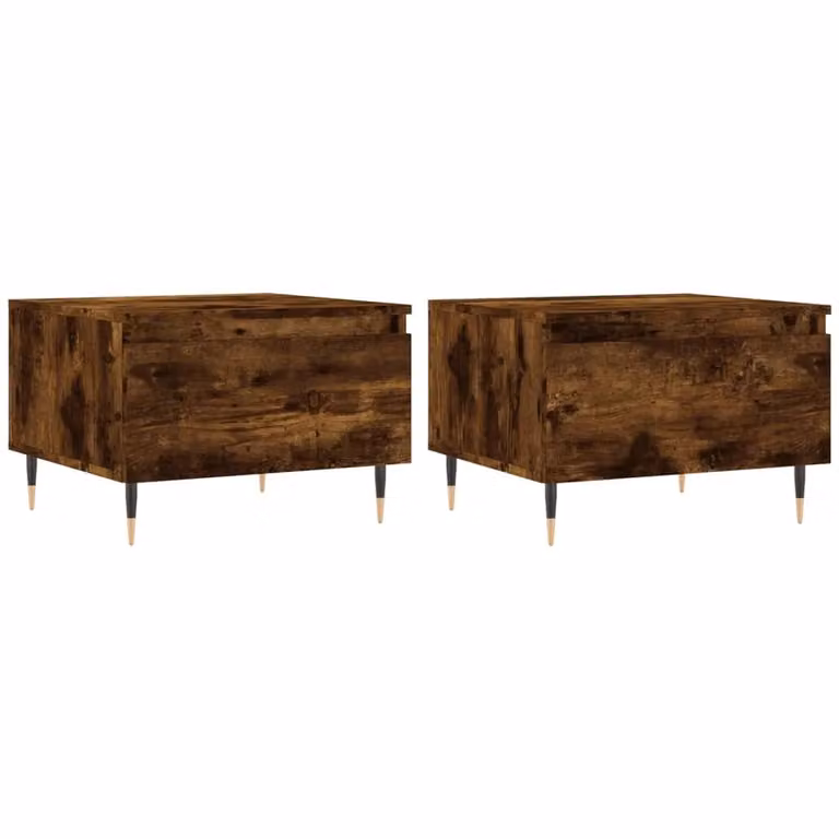 Berkfield Home Set of 2 Nested Coffee Tables in Smoked Oak Brown, W/D/H: 50 x 46 x 35 cm