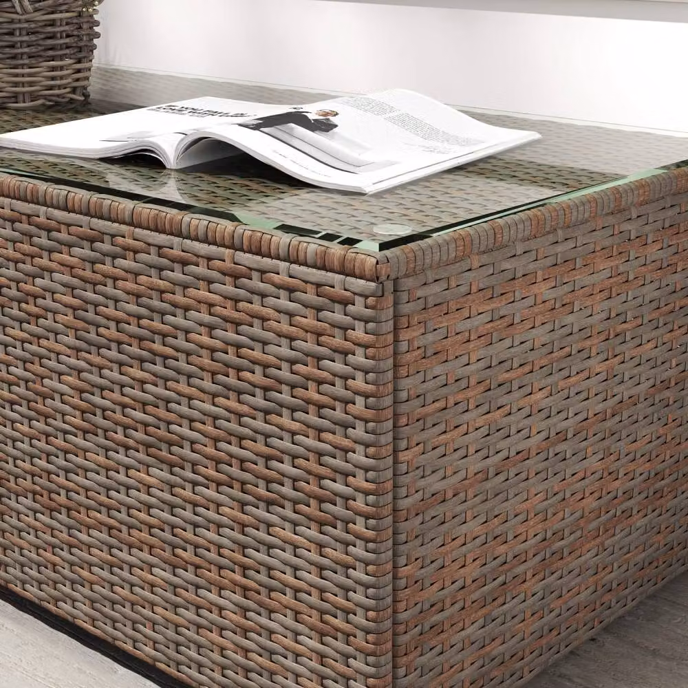 Wyld Haus Pata Brown Rattan Outdoor Coffee Table with Glass Top – 6
