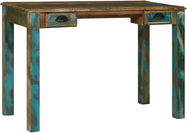 Berkfield Home Rustic Reclaimed Solid Wood Writing Desk, Brown/Multicolour, W/D/H: 112 x 55 x 76 cm