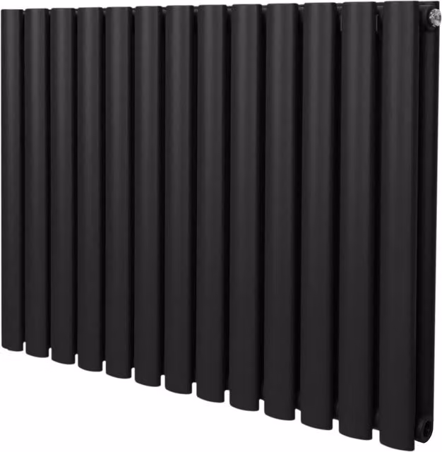 Monstershop Oval Column Steel Radiator in Black, H: 78 cm, W: 60 cm