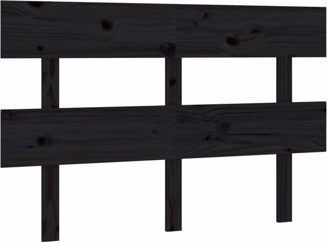 Berkfield Home Rustic Solid Pine Bed Headboard in Black, W/D/H: 124 x 3 x 81 cm – 1