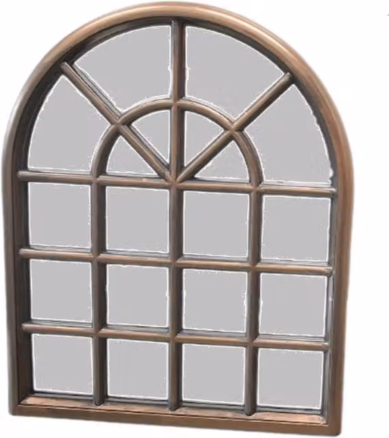 DEENZ Shabby Chic Arched Window Style Wall Mirror in Brown and Black