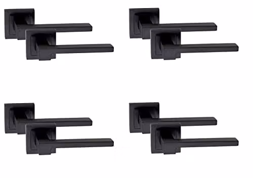 Golden Grace Rose Zeta Square Lever Latch Door Handles in Matt Black