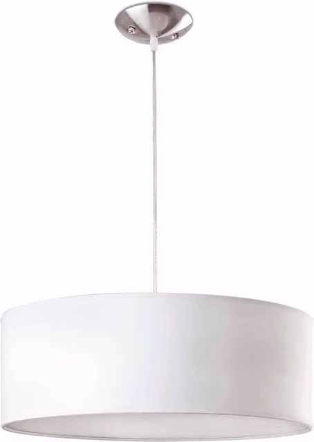 Faro Seven 3 Light Round Fabric Ceiling Pendant in White