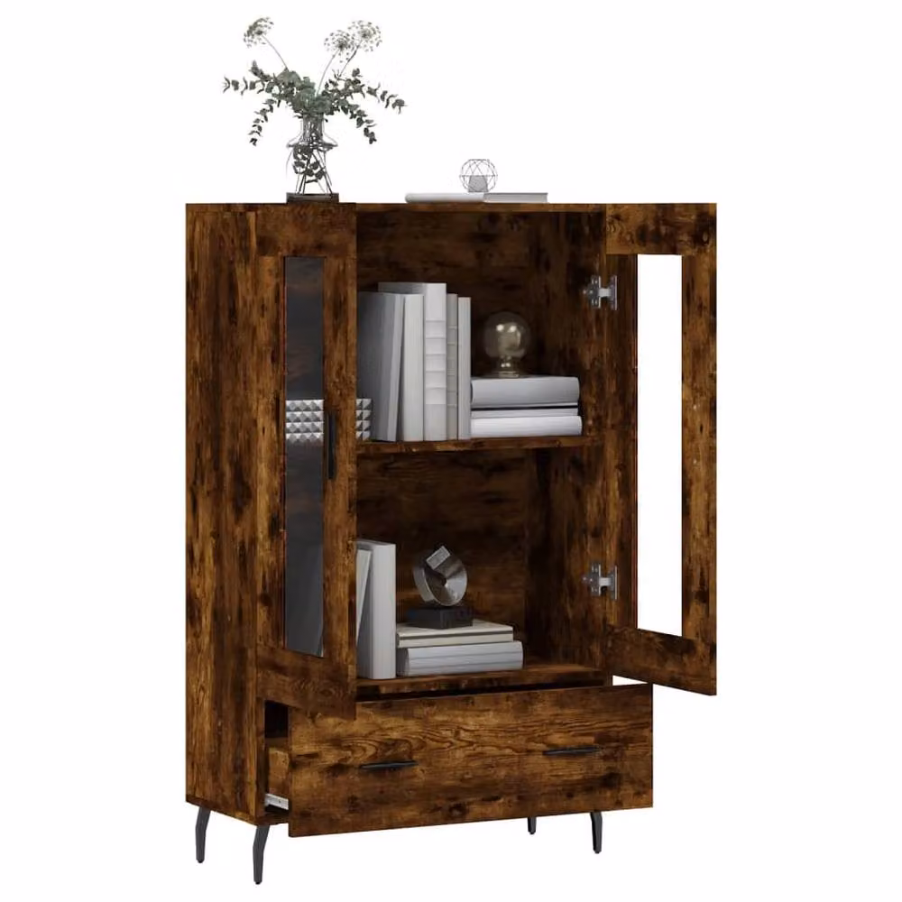 Berkfield Home Smoked Oak Highboard in Brown, W/D/H: 69.5 x 31 x 115 cm – 4