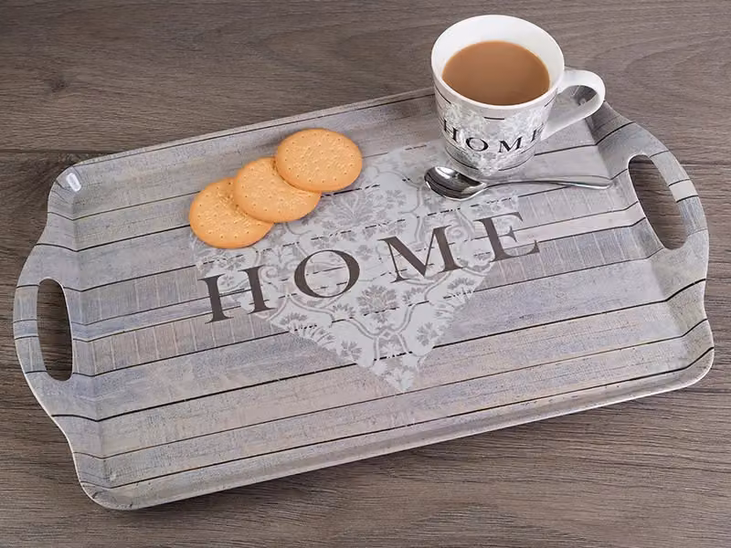 Creative Tops Everyday Home Large Rectangular Melamine Serving Tray with Handles, W: 47 cm, D: 32 cm, H: 1 cm, Grey – 3