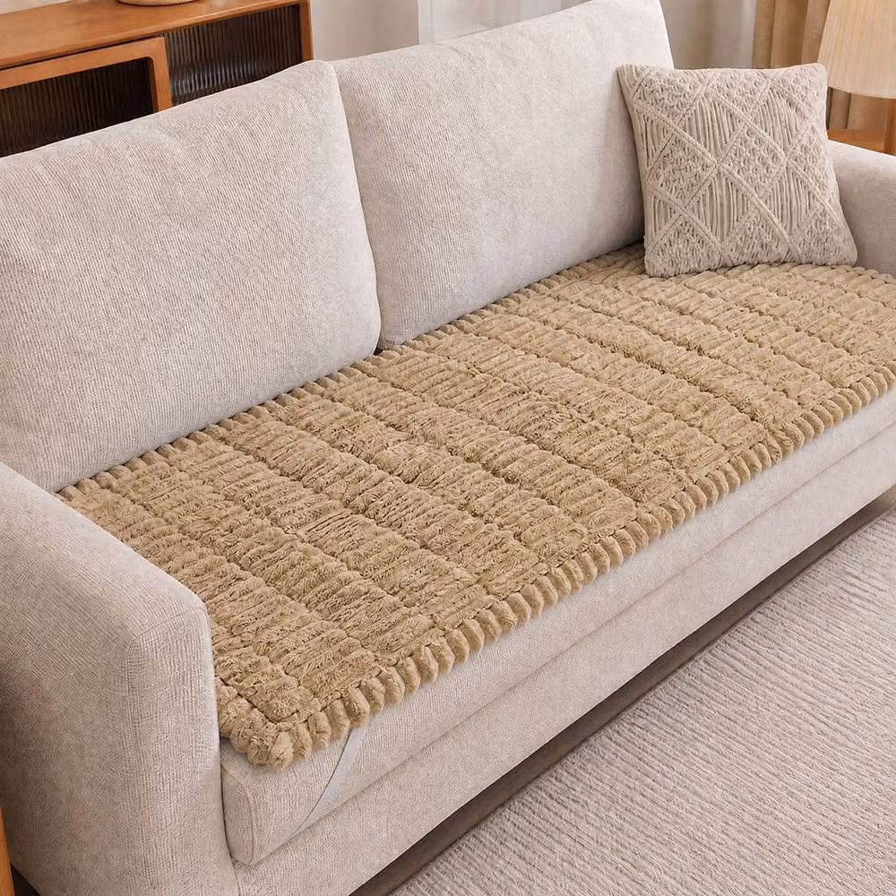 Marlow Non-Slip Corduroy Sofa Cover in Camel, W: 180 cm, H: 70 cm – 3