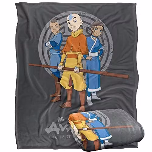 LOGOVISION Avatar The Last Airbender Team Avatar Super Soft Fleece Throw Blanket, White, W/D/H: 152 x 127 cm