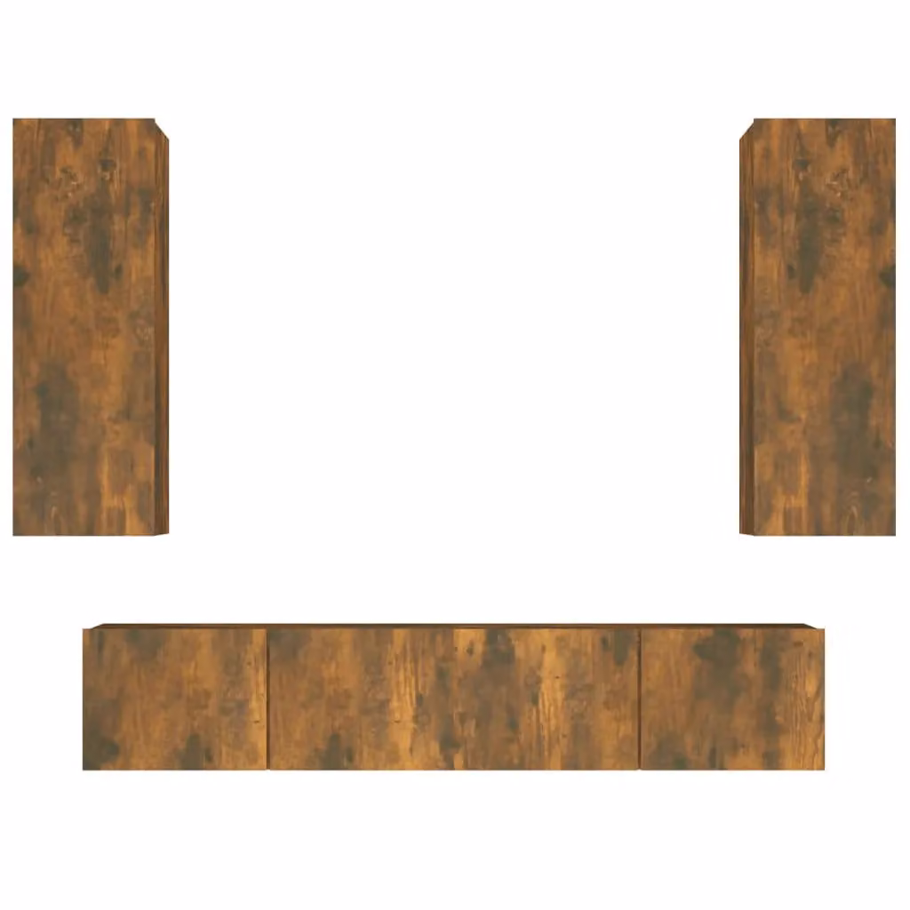 Berkfield Home 4 Piece Classic TV Cabinet Set in Smoked Oak and Brown Engineered Wood – 2