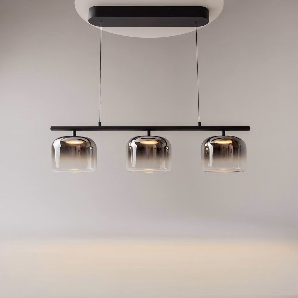 Netlighting Spirito LED Bar Pendant Ceiling Light in Black with Warm White 3000K Dimmable Lighting – 3