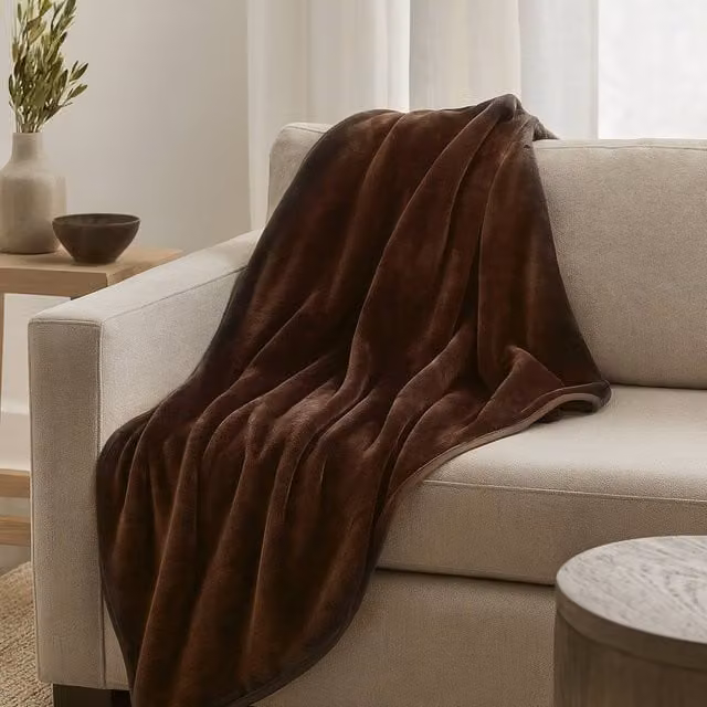 Voltico Faux Mink Throw in Brown, W: 150 cm, D: 200 cm – 1