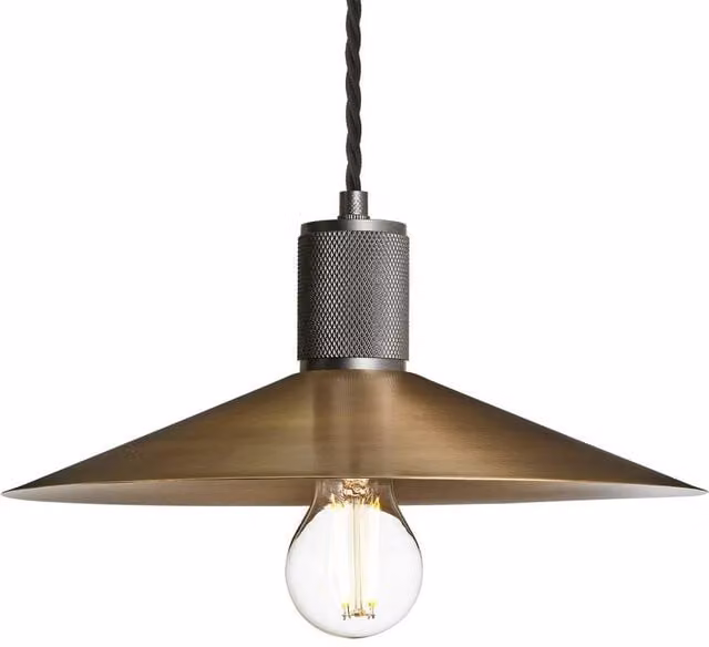 Industville Knurled Brass Slope Pendant Light in Gold and Black