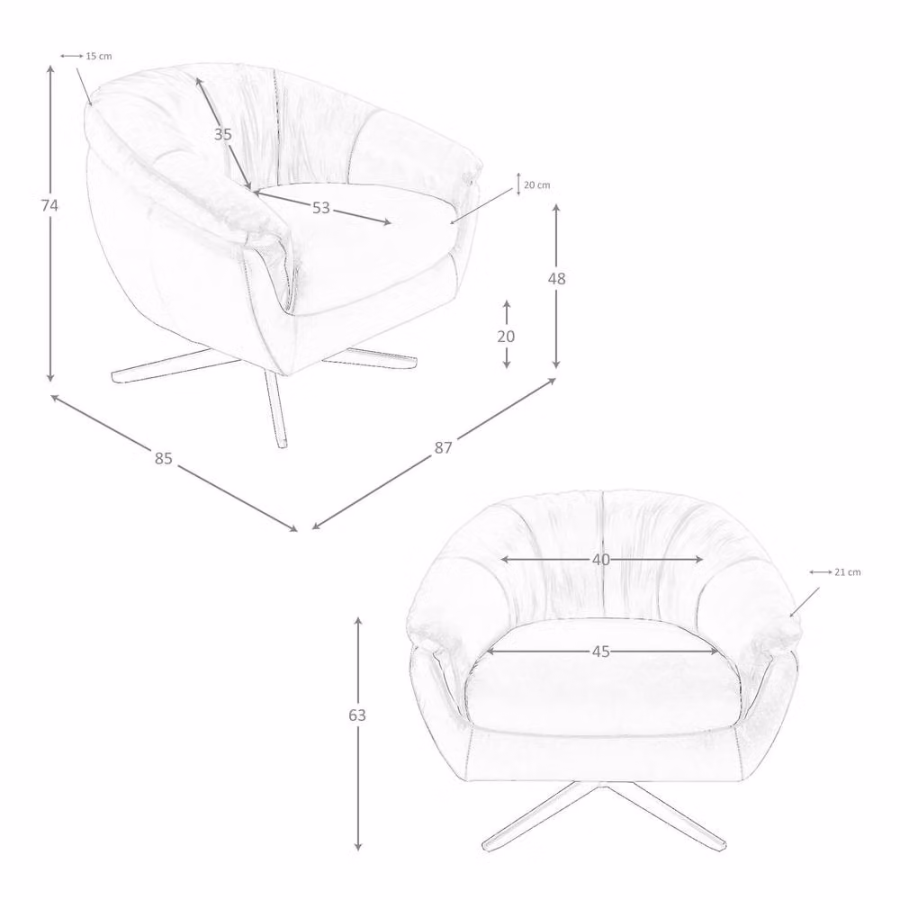 Angel Cerda Grey and Black Cowhide Leather Swivel Armchair with Metal Frame – 4
