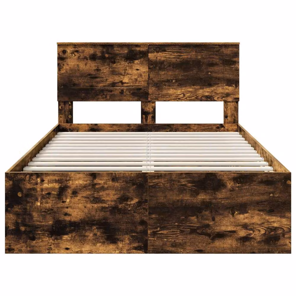 Berkfield Home Smoked Oak Bed Frame in Brown, W/D/H: 120 x 190 cm – 3