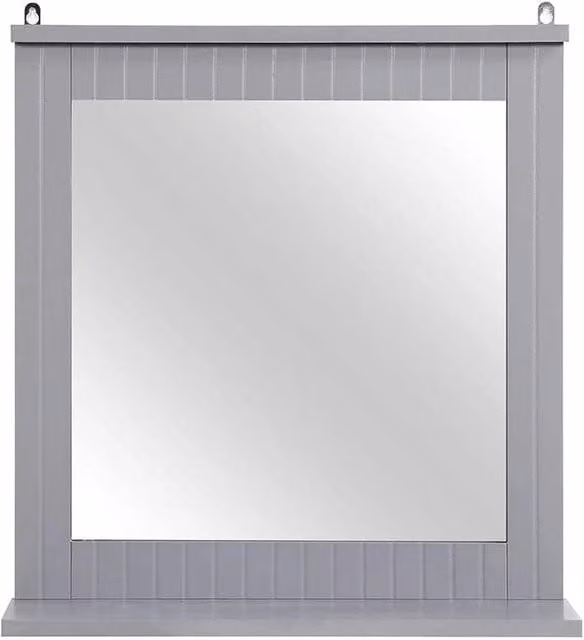 FORGEVIO Grey Modern Rectangular Wood Frame Wall Mounted Bathroom Mirror