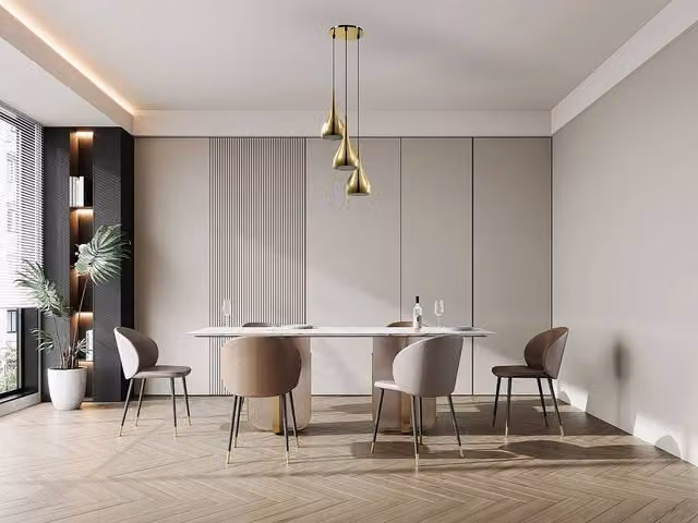 Vente-unique Osara 3-Shade Pendant Light in Gold Metal, W: 14 cm, H: 138 cm