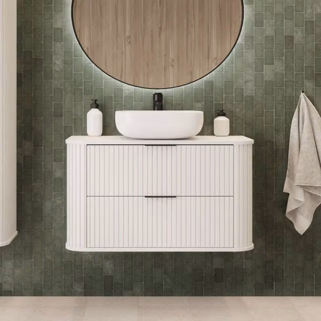 Heze Furniture Glamour Style 2 Drawer Bathroom Vanity Cabinet, White, W: 80 cm, D: 41.5 cm, H: 51.7 cm – 1